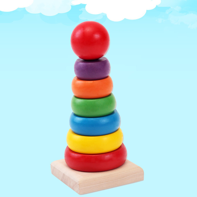 Wooden Rainbow Tower Stacking