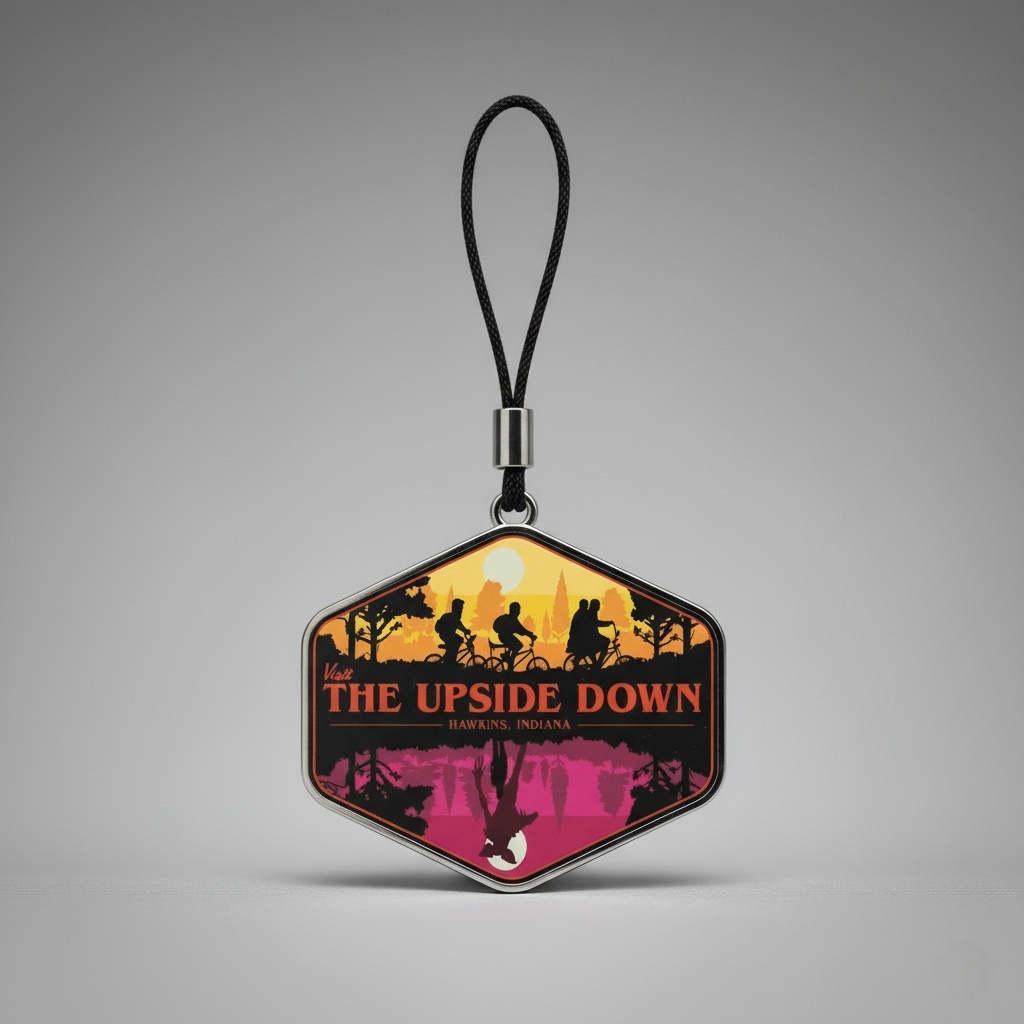 🔦 "Visit The Upside Down" Retro Charm / Keychain