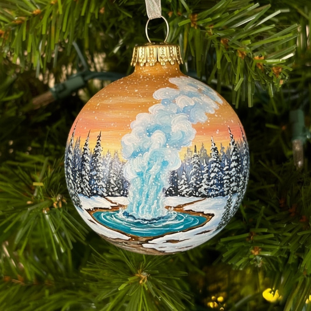 🌎 American Natural Wonders Collection – Hand-Painted Glass Christmas Ornaments