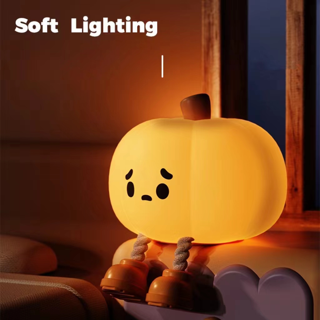 💡Cute Pumpkin Night Light Silicone LED Lamp