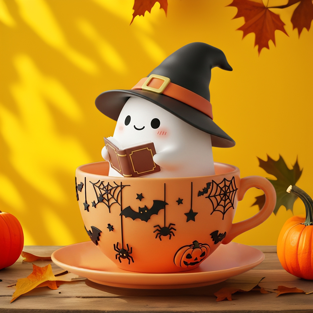 👻Whimsical Halloween Ghost Teacup Decor