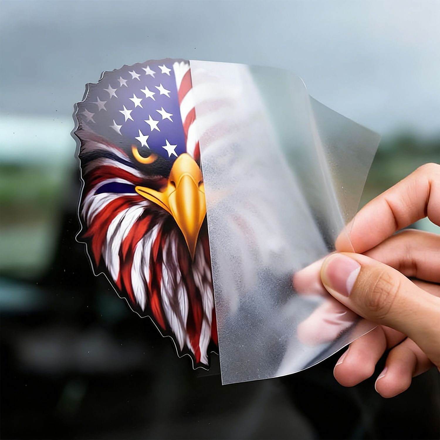 Reflective Eyes Eagle Decal🦅 – Patriotic USA Flag Vinyl Sticker for Trucks, Cars, Coolers, Laptops – Waterproof & Fade-Resistant