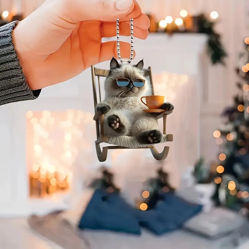 🥰A Charming and Versatile Accessory - 🐱Cute 2D Flat Cat Acrylic Hanging Ornament