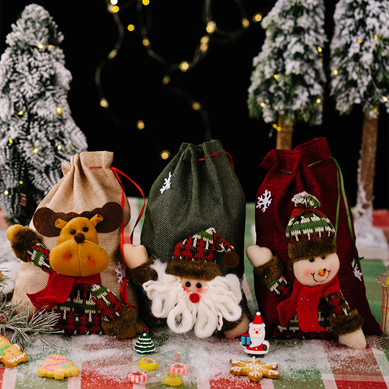 3D Drawstring Christmas Bags