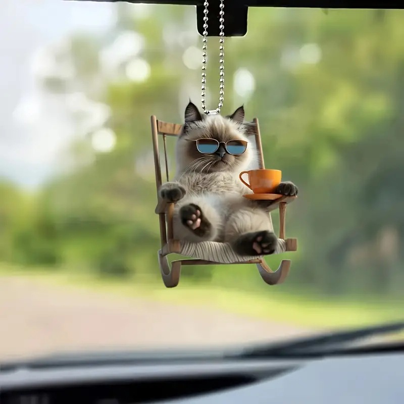 🥰A Charming and Versatile Accessory - 🐱Cute 2D Flat Cat Acrylic Hanging Ornament