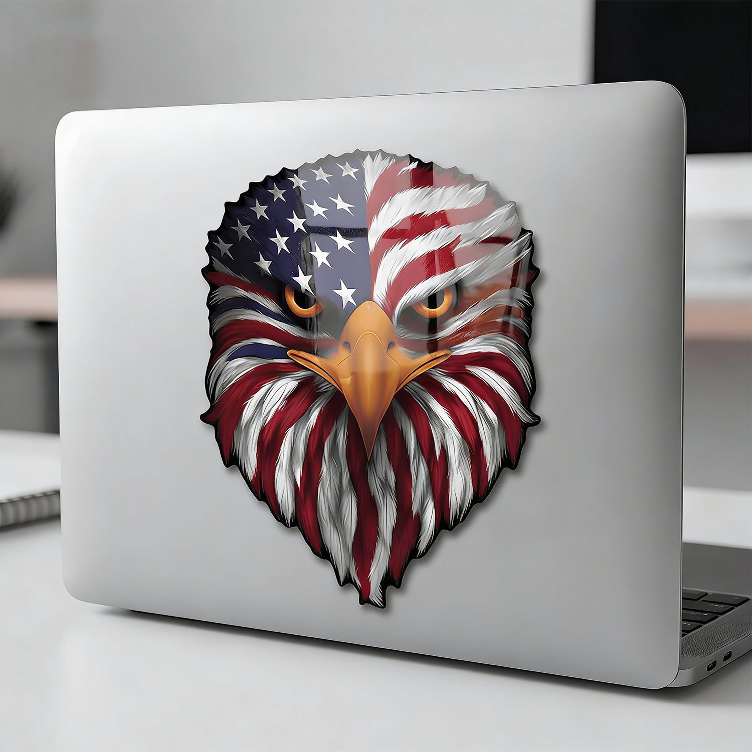 Reflective Eyes Eagle Decal🦅 – Patriotic USA Flag Vinyl Sticker for Trucks, Cars, Coolers, Laptops – Waterproof & Fade-Resistant