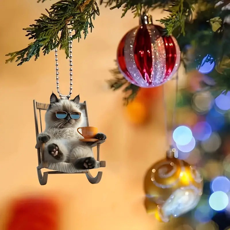 🥰A Charming and Versatile Accessory - 🐱Cute 2D Flat Cat Acrylic Hanging Ornament