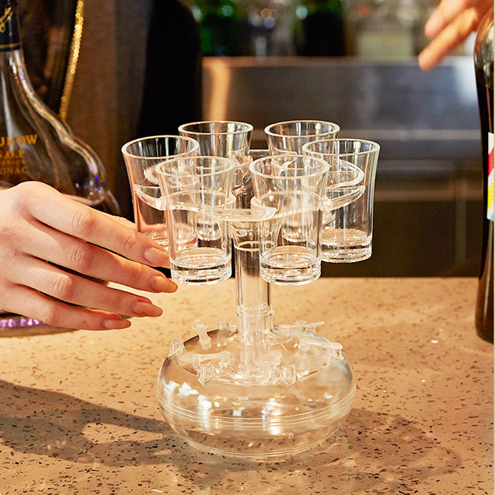🥃Party Shot Glass Dispenser and 6 Glass Shot Glasses Set