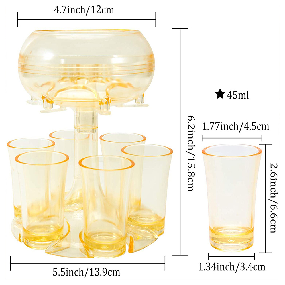 🥃Party Shot Glass Dispenser and 6 Glass Shot Glasses Set