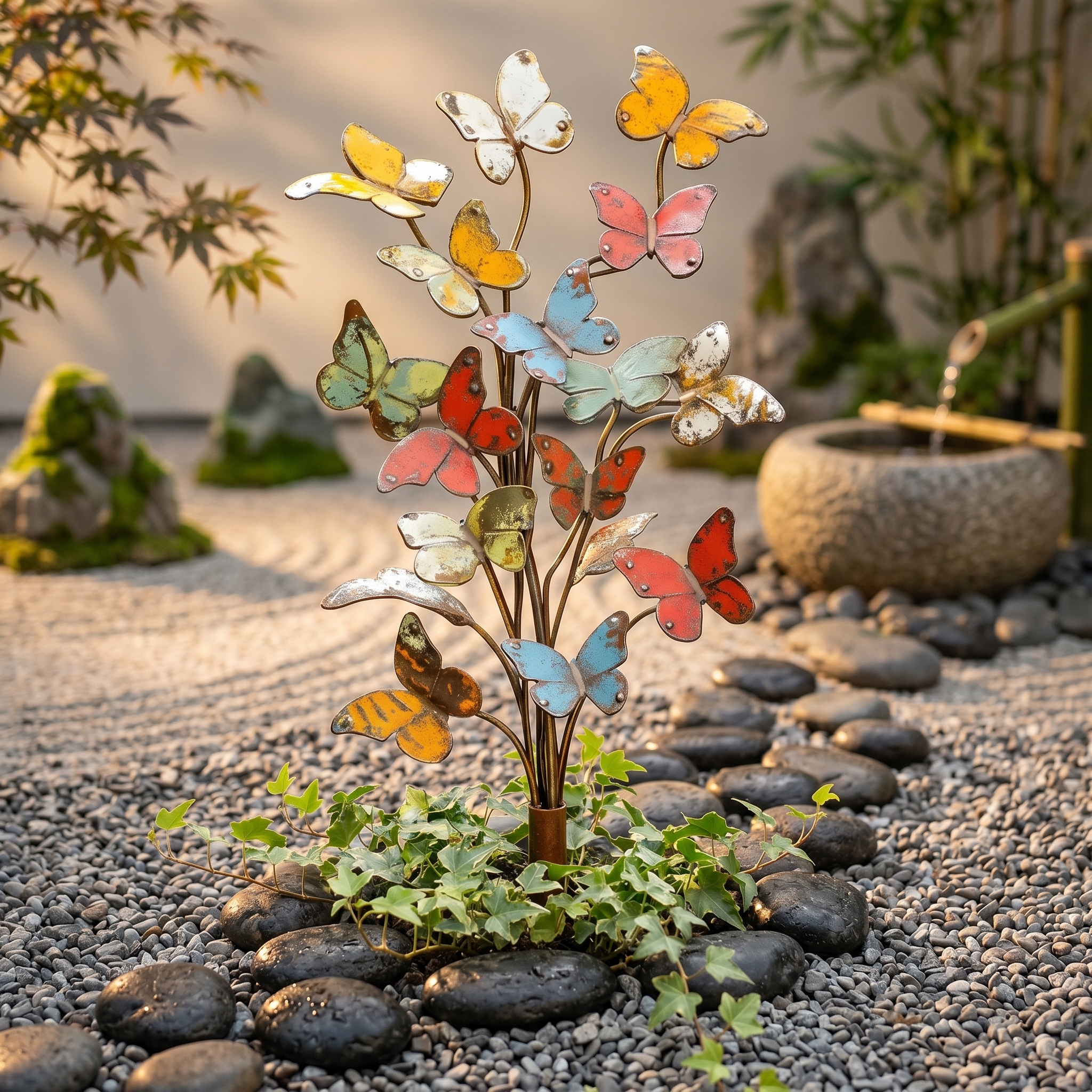 🦋 3D 多彩金属蝴蝶花园插牌