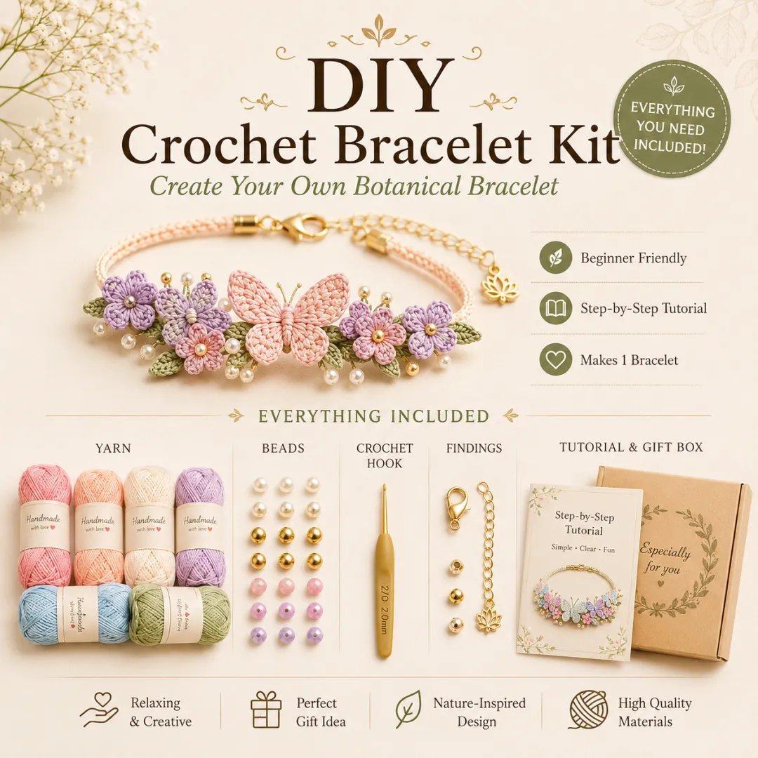 DIY Nature-Inspired Crochet Bracelet Kit