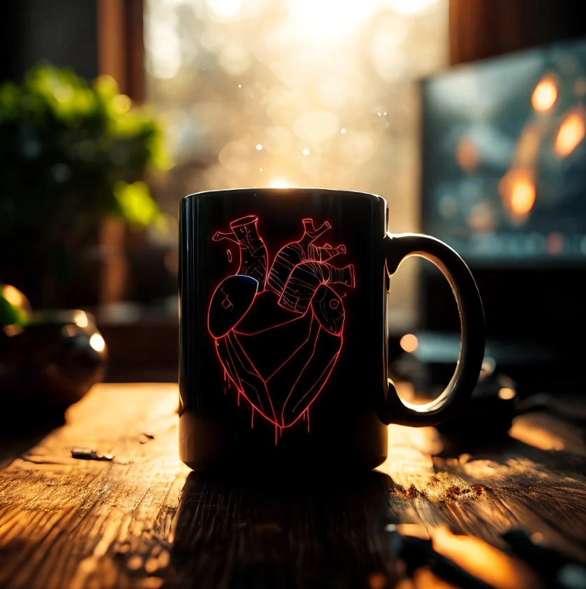 Cyber Neon Heart Mug