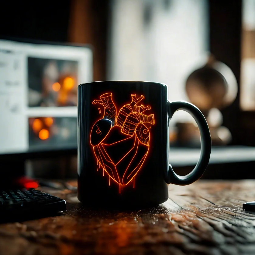 Cyber Neon Heart Mug