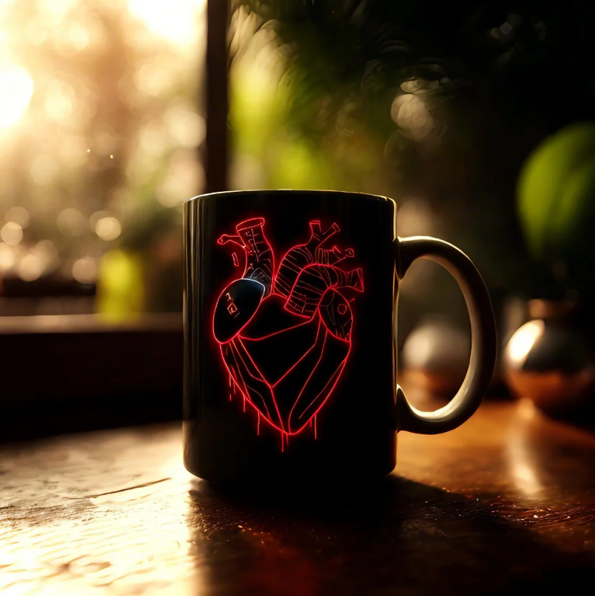 Cyber Neon Heart Mug