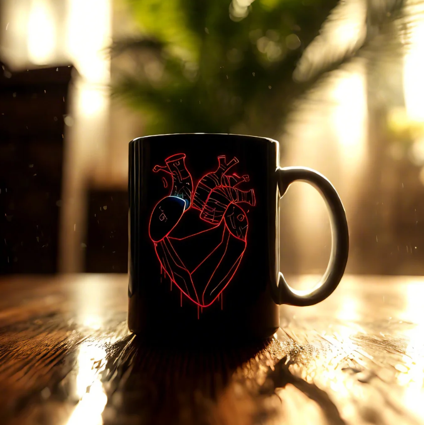 Cyber Neon Heart Mug