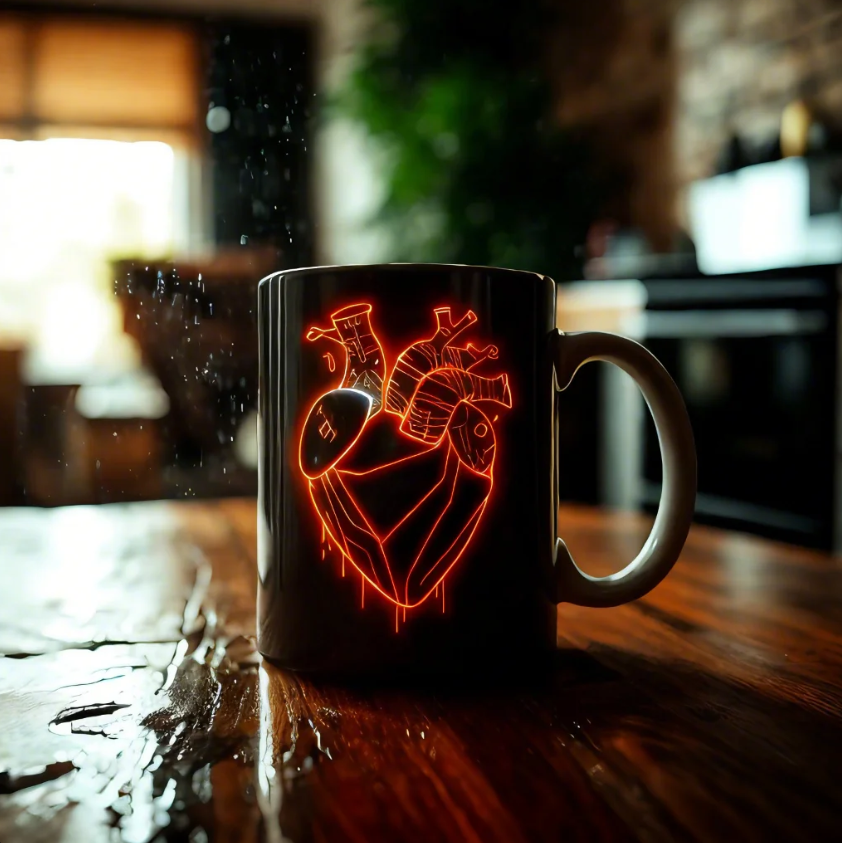 Cyber Neon Heart Mug