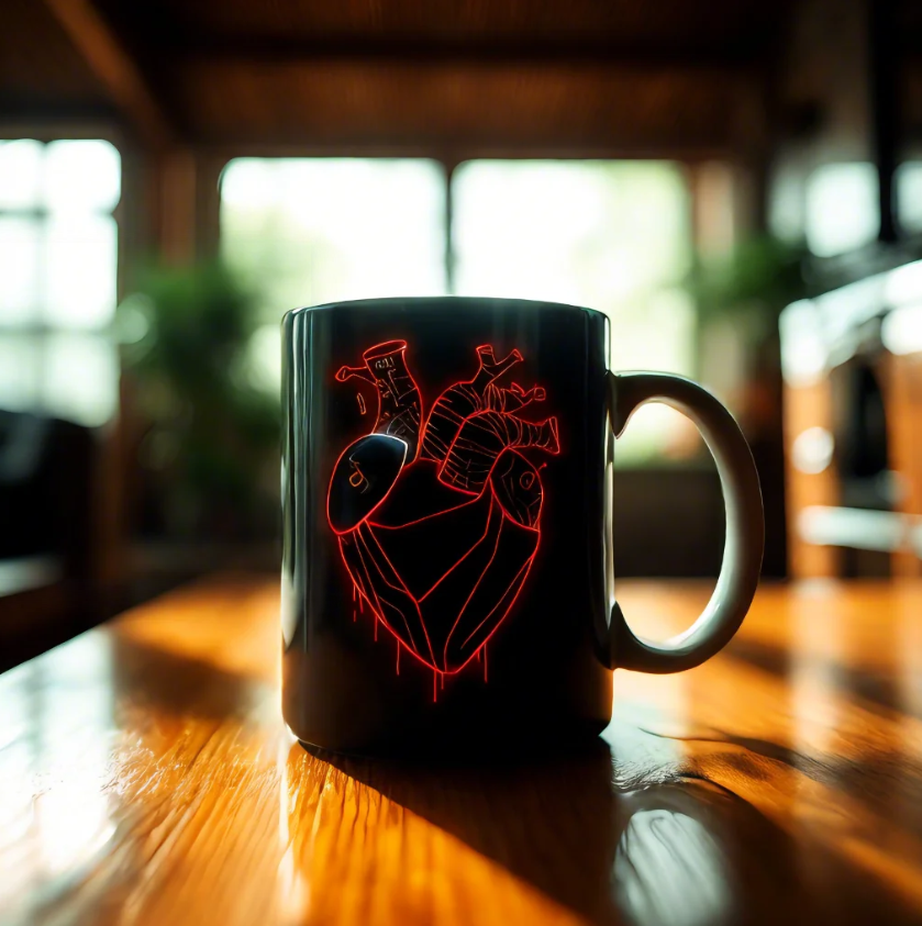 Cyber Neon Heart Mug