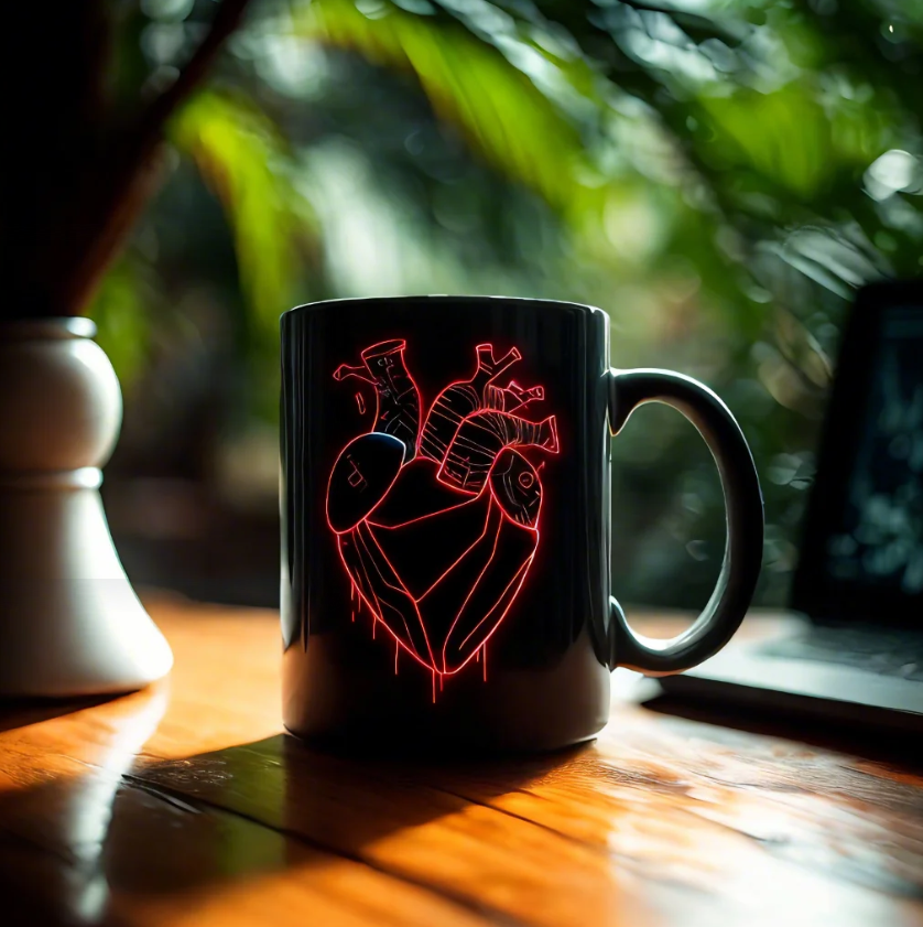 Cyber Neon Heart Mug
