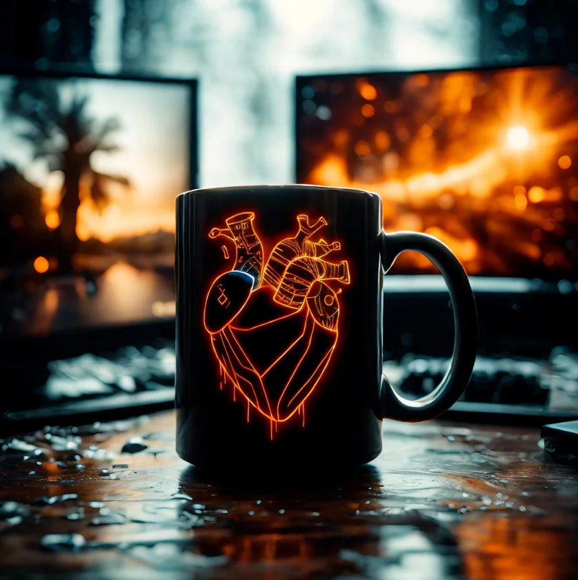 Cyber Neon Heart Mug