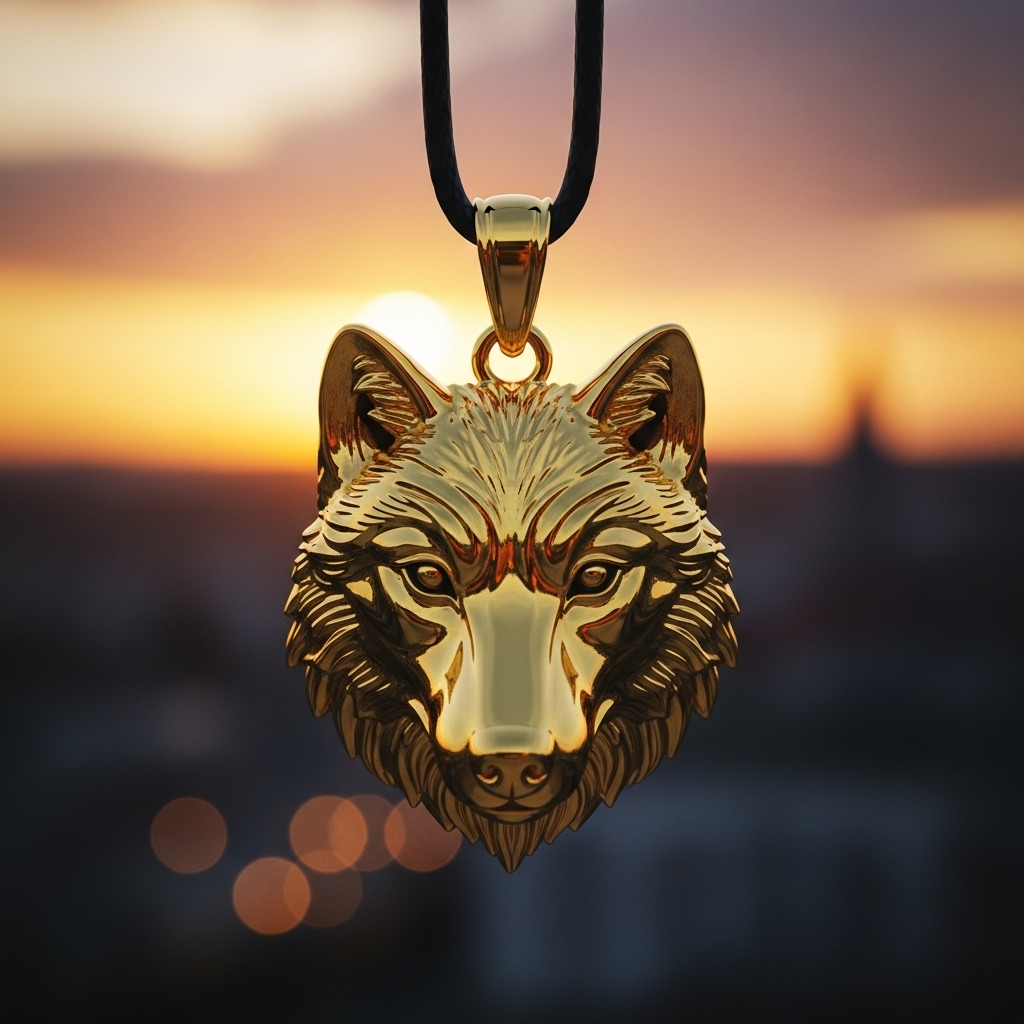 Golden Animal-Head Pendant