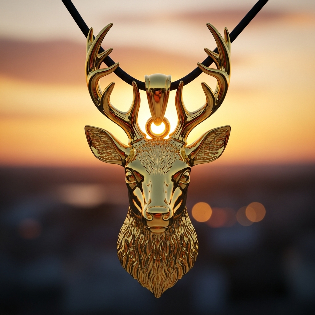 Golden Animal-Head Pendant