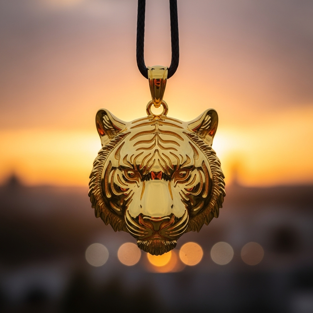 Golden Animal-Head Pendant