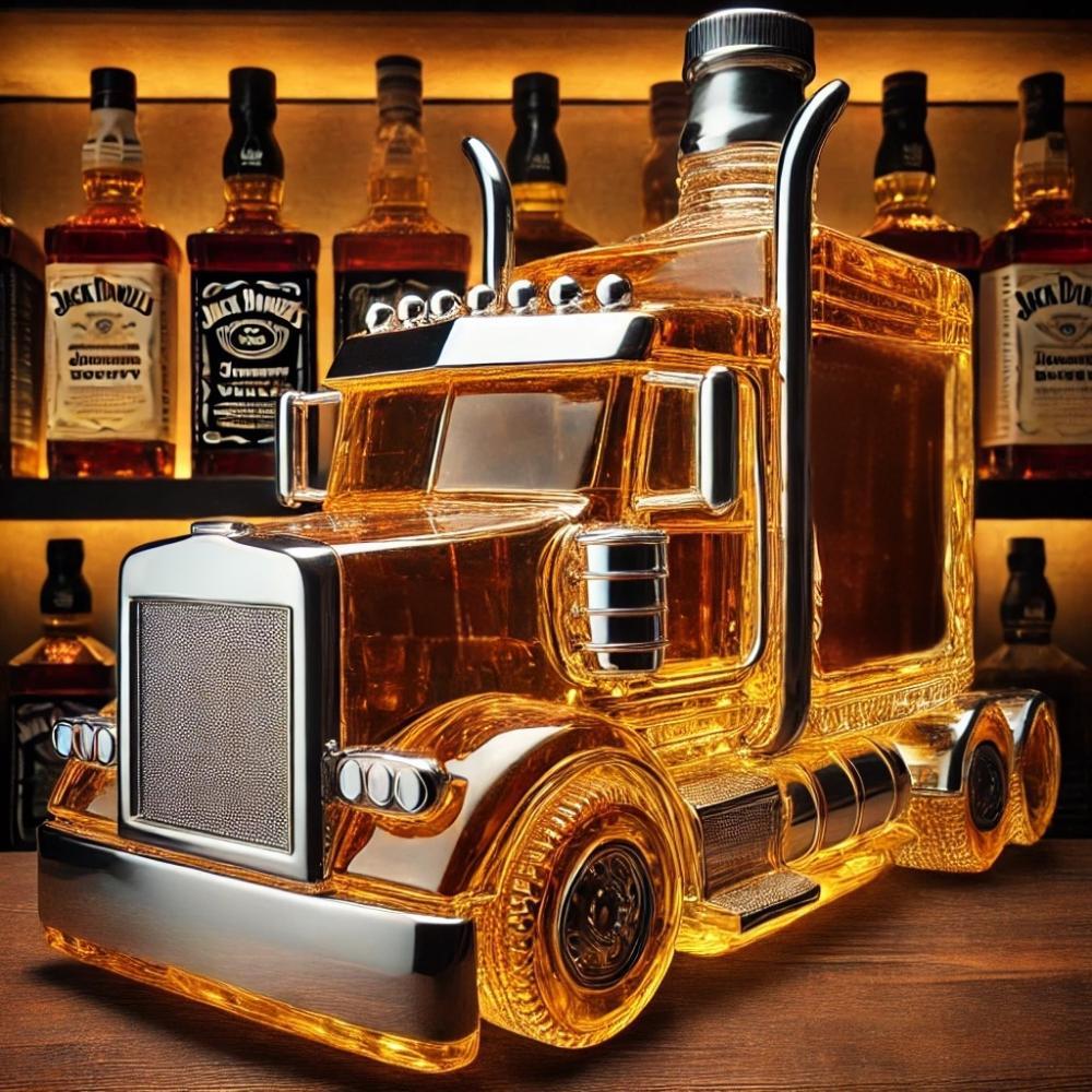 Semi Truck Whiskey Bottle