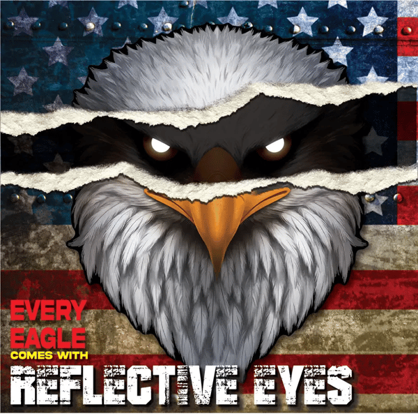Reflective Eyes Eagle Decal🦅 – Patriotic USA Flag Vinyl Sticker for Trucks, Cars, Coolers, Laptops – Waterproof & Fade-Resistant