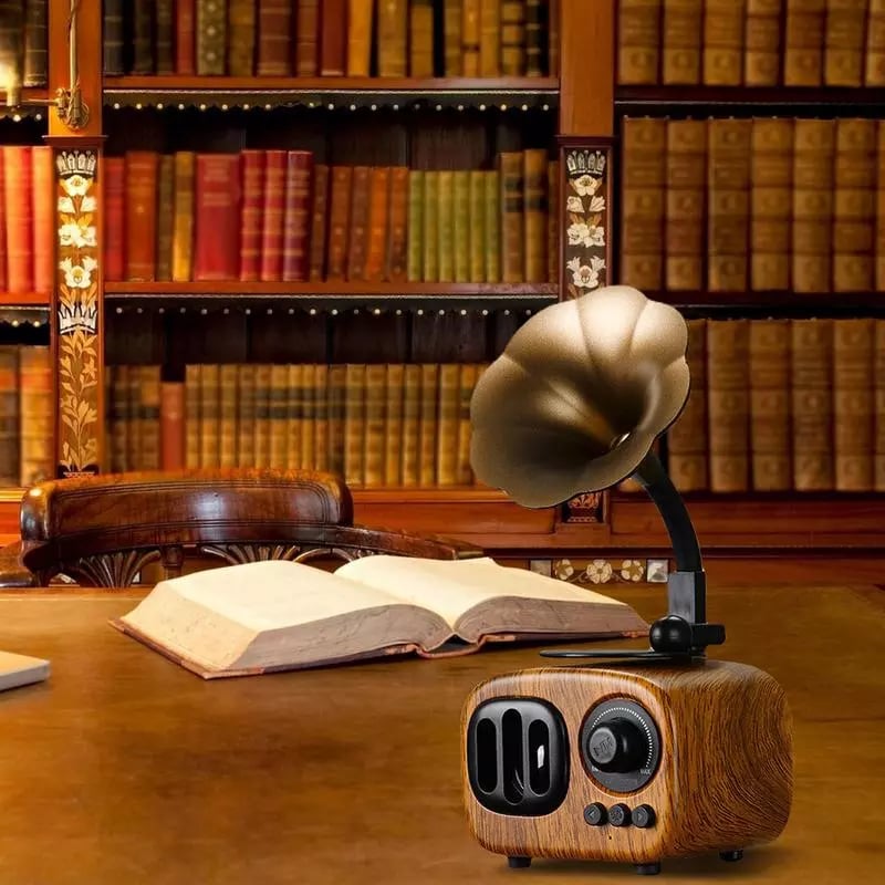 🎵Retro Wooden Phonograph Bluetooth Speaker