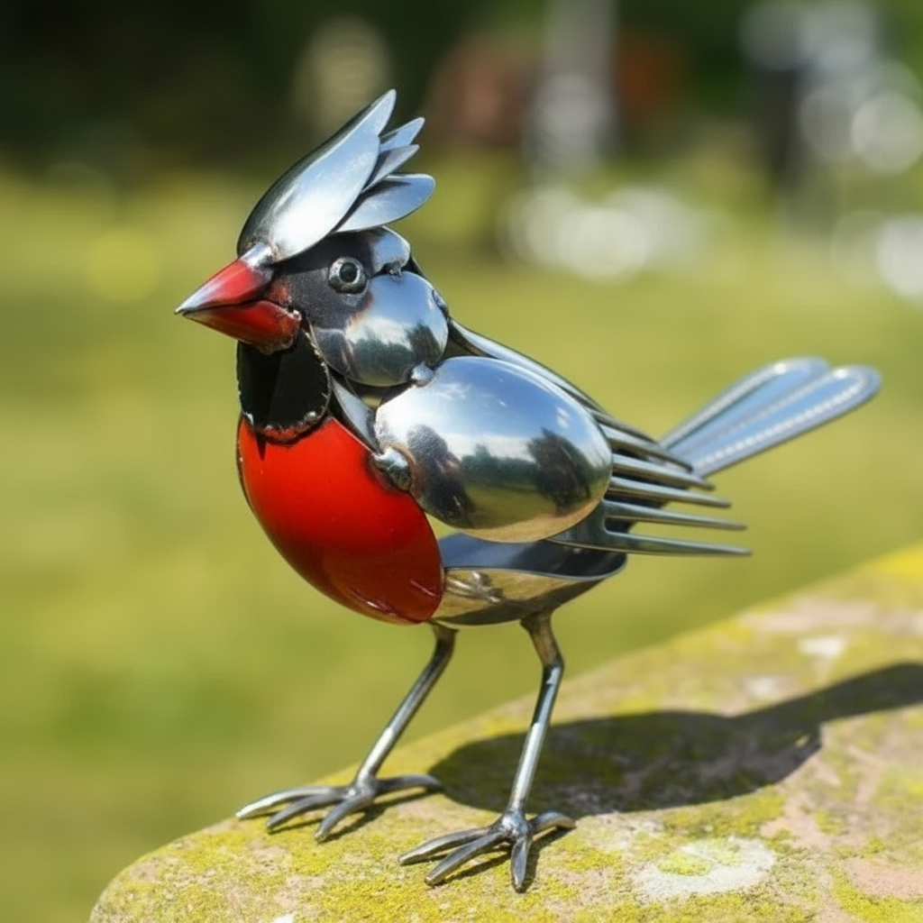 🐦 Recycled Cutlery Bird Sculpture – Handcrafted Metal Art