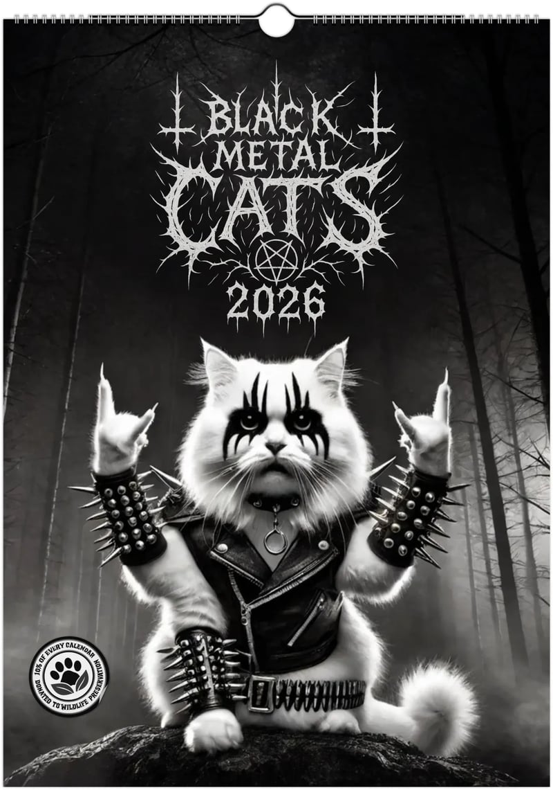 🤘Black Metal Cats 2026 Wall Calendar