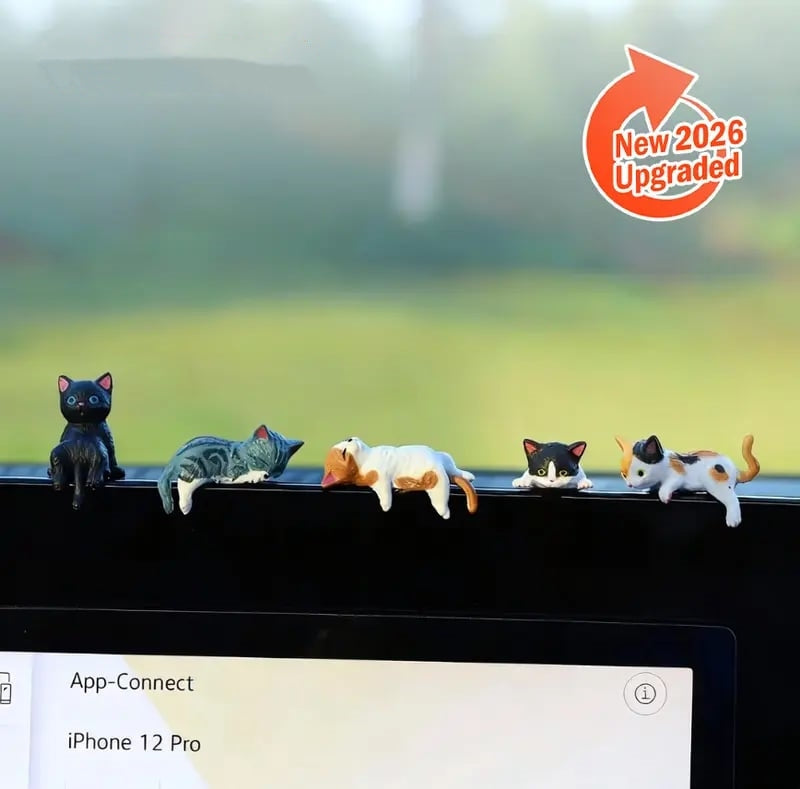 ⏰🔥LAST DAY 49% OFF - Hand-Painted Mini Cat Desk Figurines 😺 Set of 5 Cute Cartoon Kitty Companions