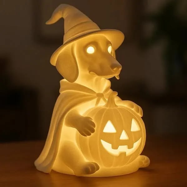 Halloween Dachshund Pumpkin Lamp