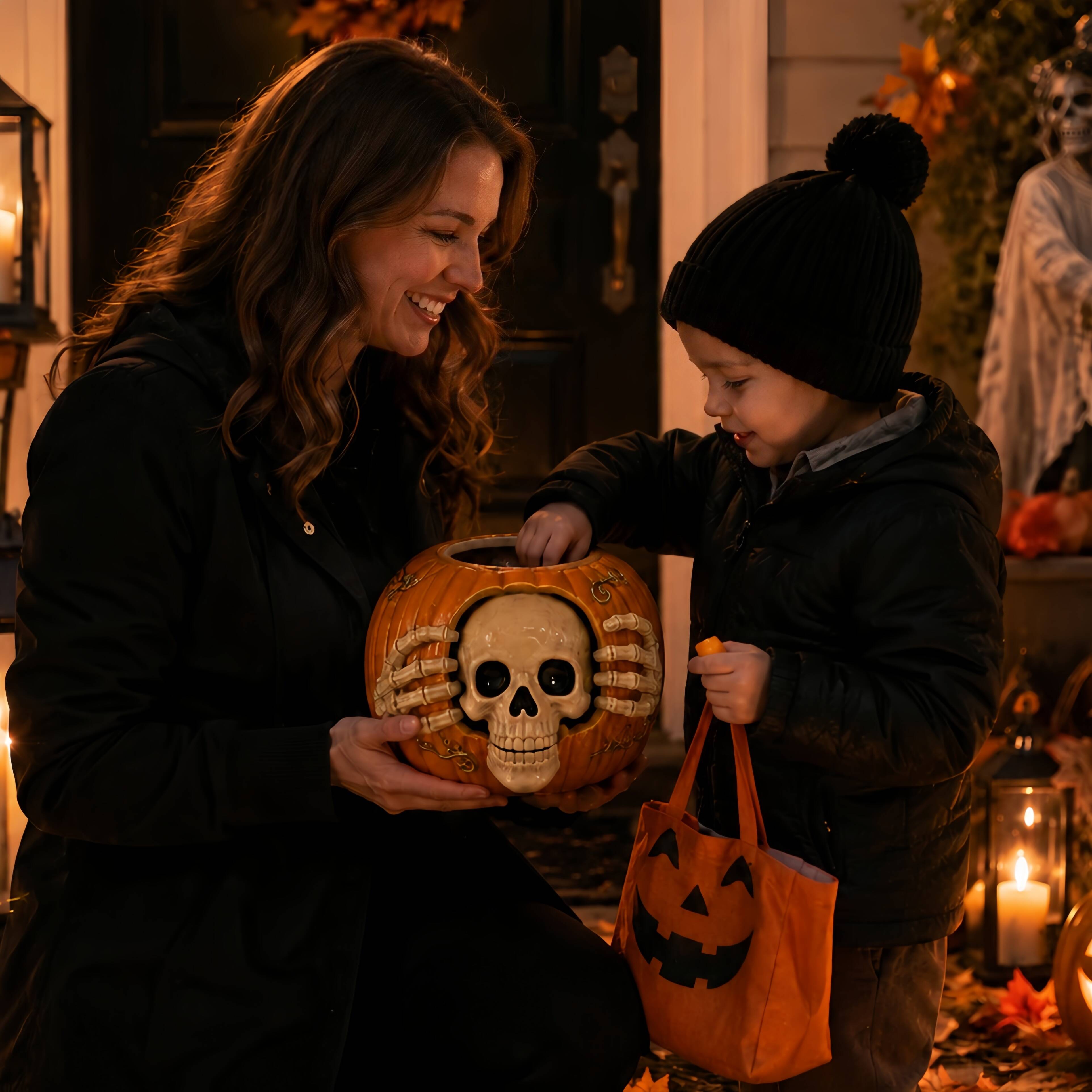 🎃🍬Trick-or-Treat | Skull Pumpkin Candy Jar