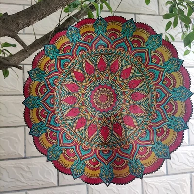 Neon Glowing Mandala Wind Spinner - Stunning 3D Effect