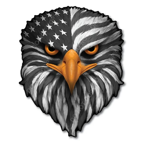 Reflective Eyes Eagle Decal🦅 – Patriotic USA Flag Vinyl Sticker for Trucks, Cars, Coolers, Laptops – Waterproof & Fade-Resistant