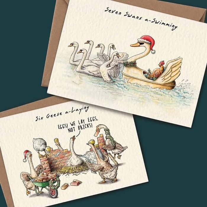12 pcs Quirky Funny Christmas Cards & Envelopes Set