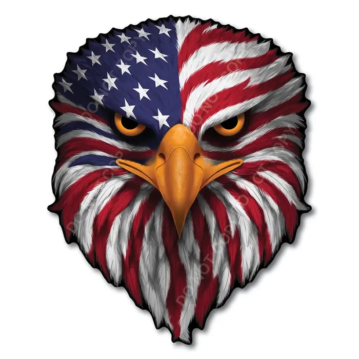 Reflective Eyes Eagle Decal🦅 – Patriotic USA Flag Vinyl Sticker for Trucks, Cars, Coolers, Laptops – Waterproof & Fade-Resistant