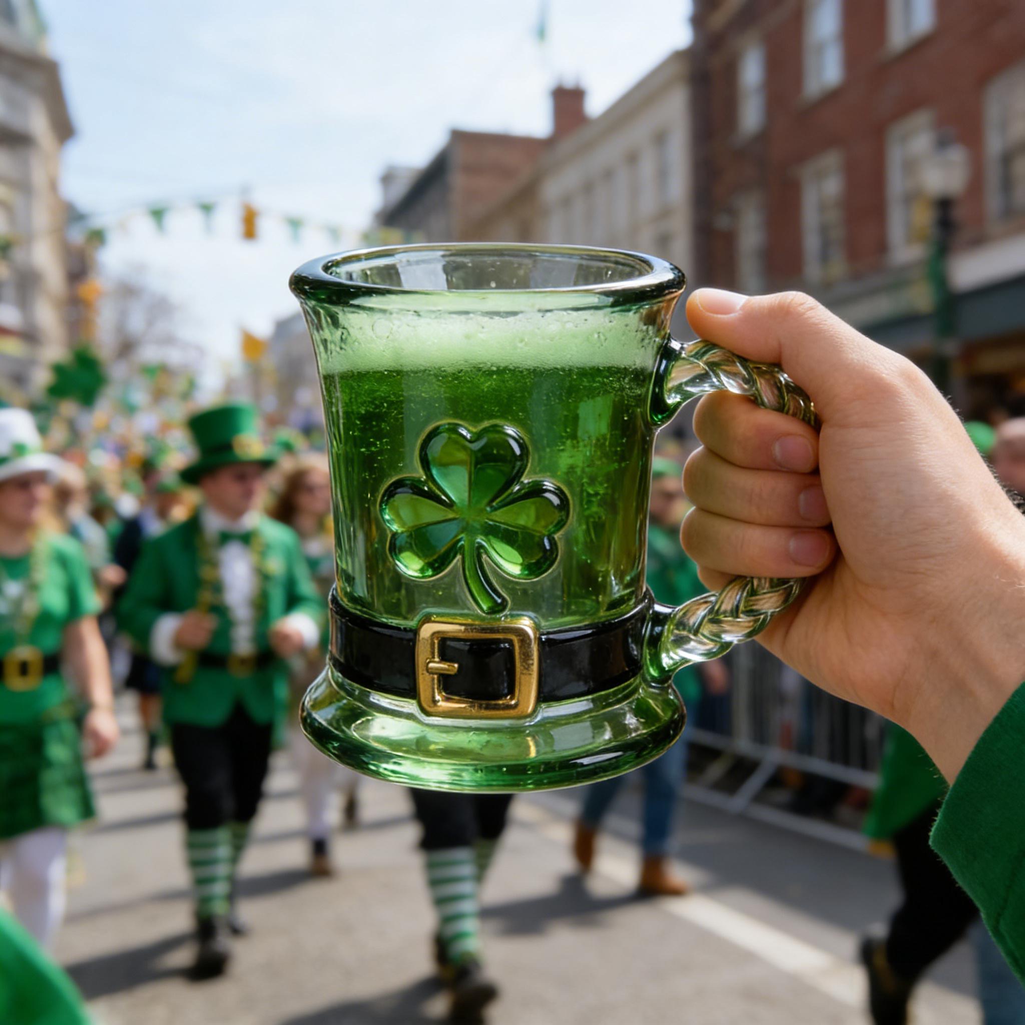 ☘☕St. Patrick’s Day Leprechaun Hat Glass Mug