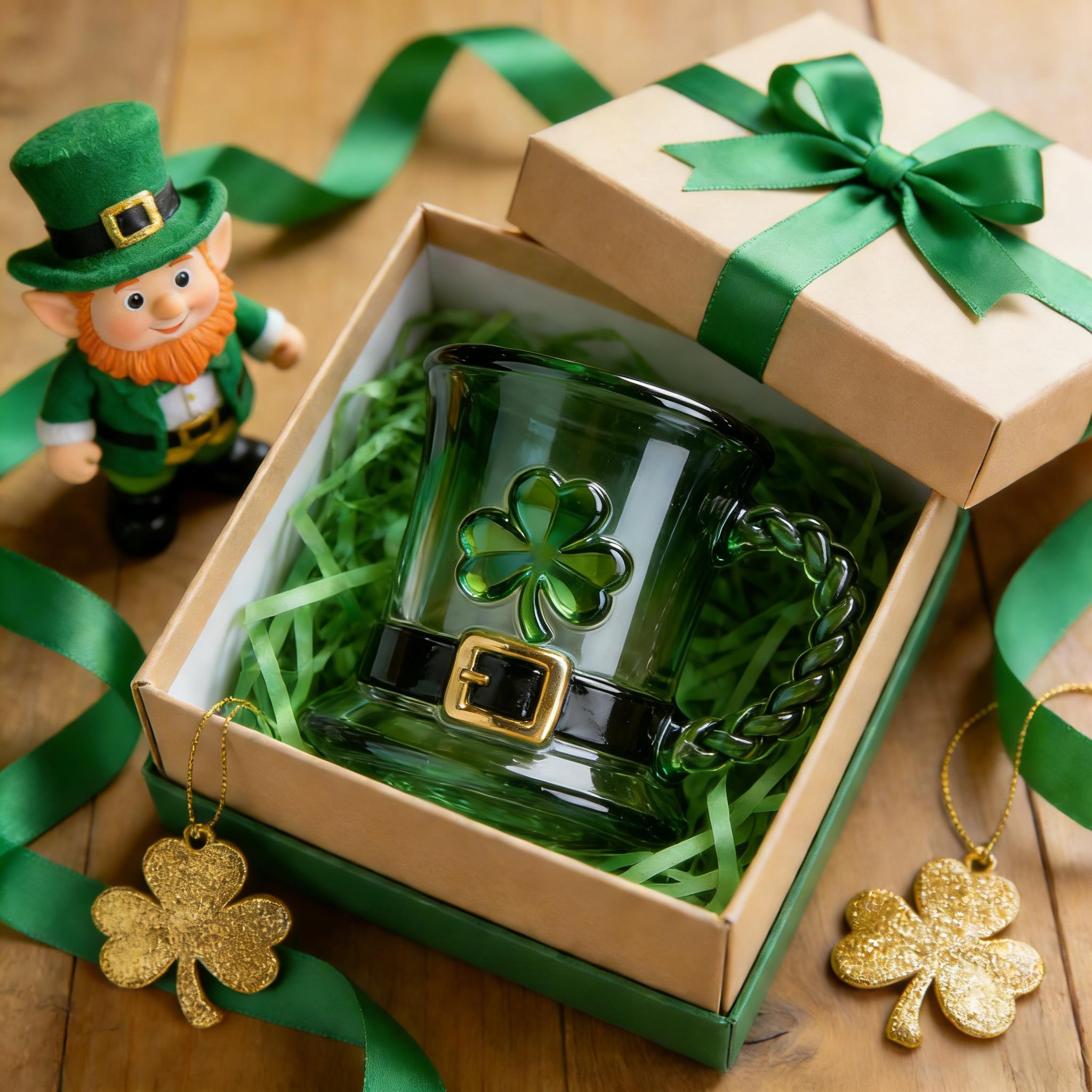 ☘☕St. Patrick’s Day Leprechaun Hat Glass Mug