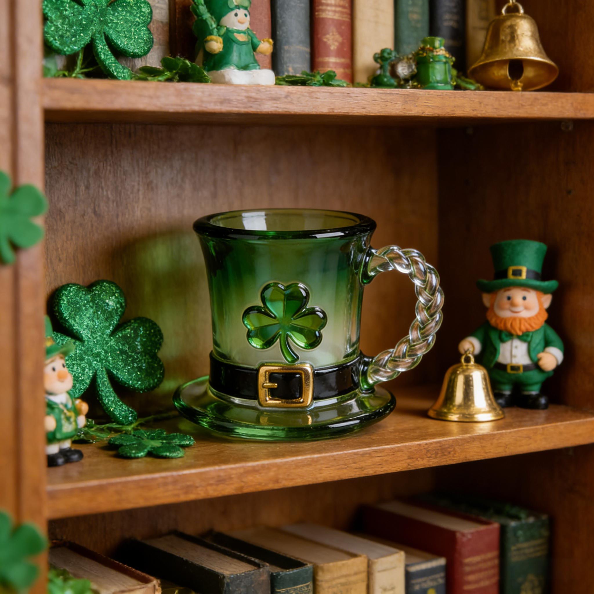 ☘☕St. Patrick’s Day Leprechaun Hat Glass Mug