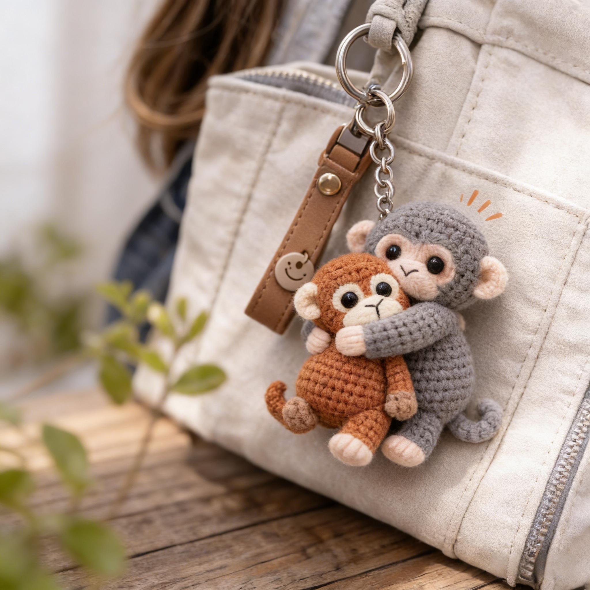 Crochet Punch Monkey Keychain