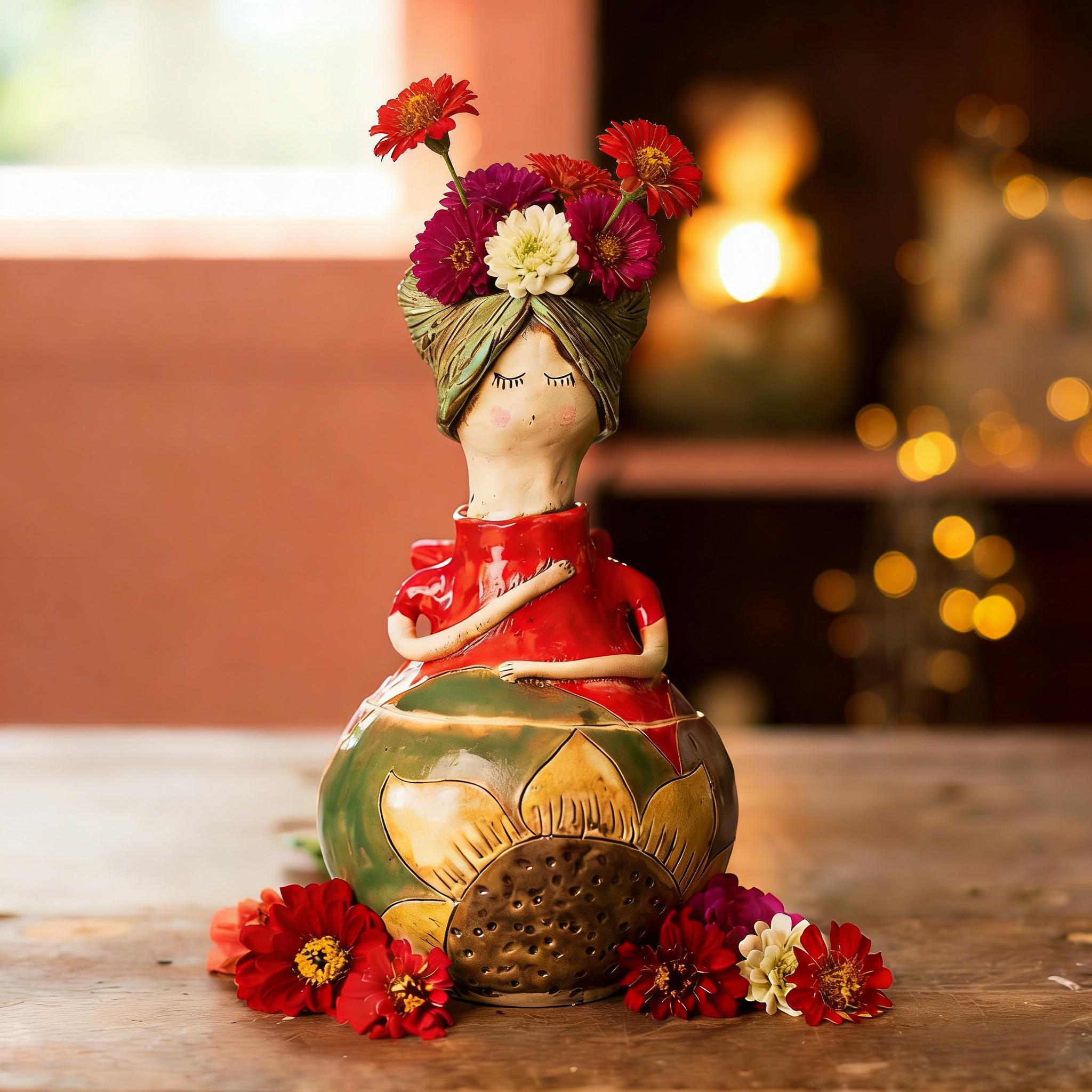 🌸 Artistic Flower Girl Vase – Charming Decorative Flower Holder