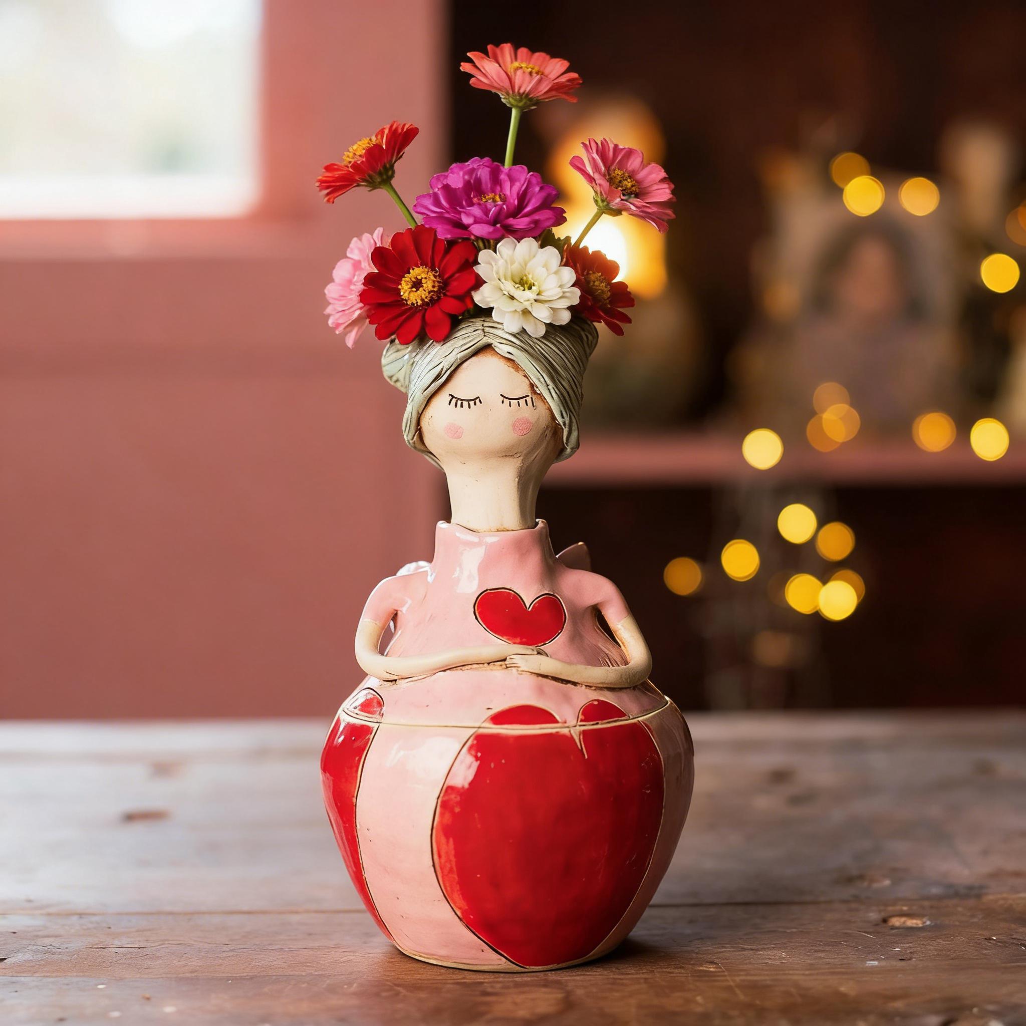 🌸 Artistic Flower Girl Vase – Charming Decorative Flower Holder