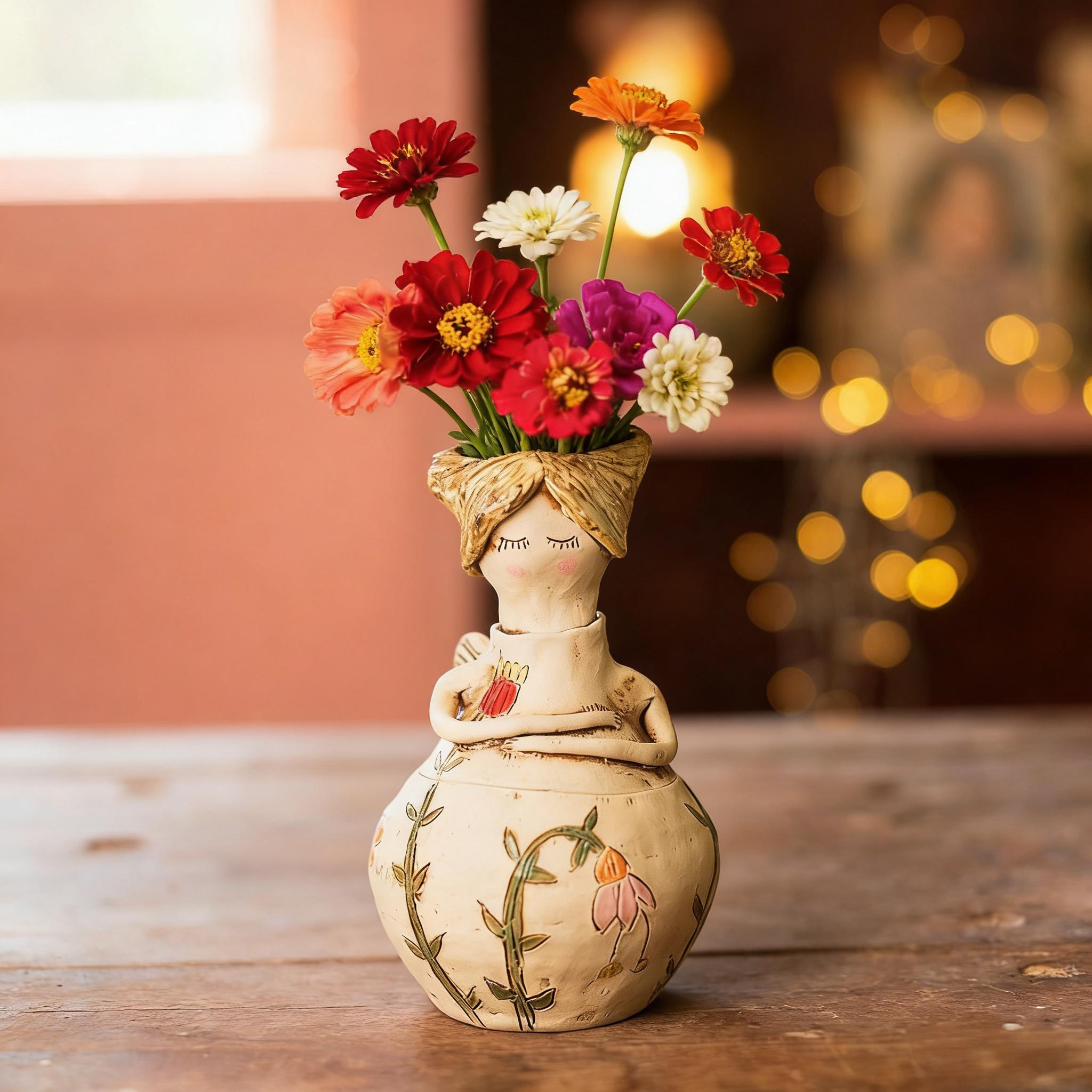 🌸 Artistic Flower Girl Vase – Charming Decorative Flower Holder