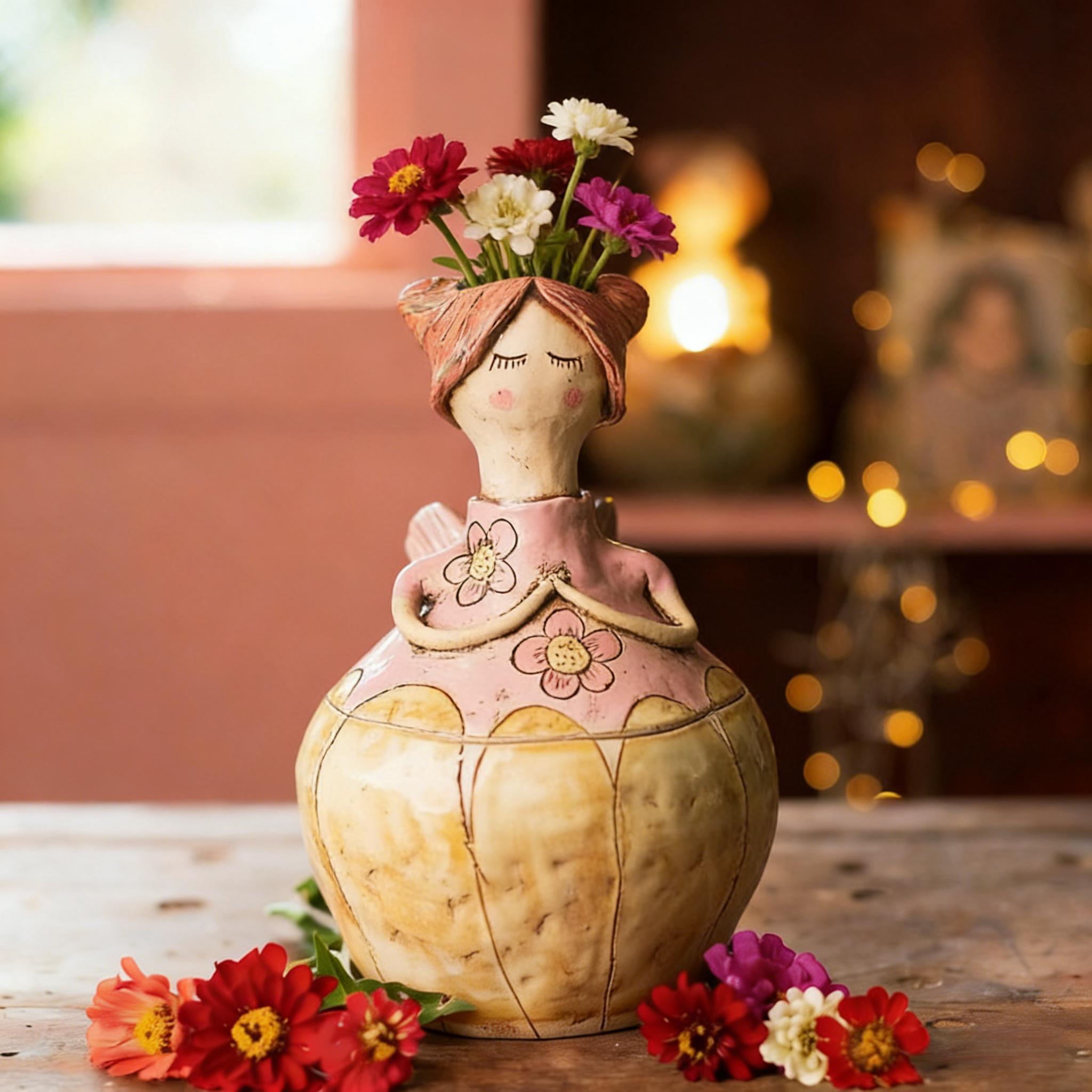 🌸 Artistic Flower Girl Vase – Charming Decorative Flower Holder