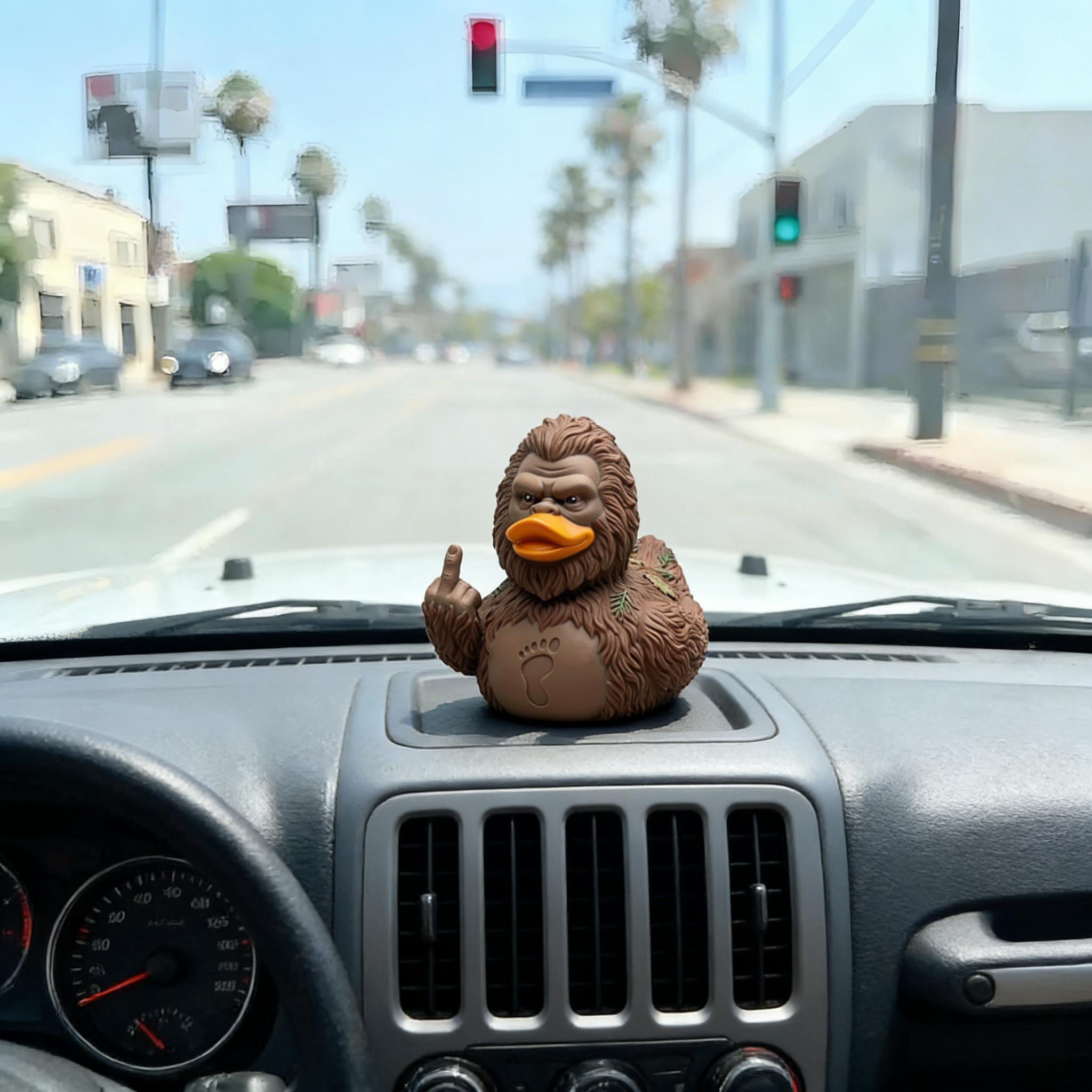 🖐️🦆 The Sassy Sasquatch Duck – Wild Attitude for Your Dashboard