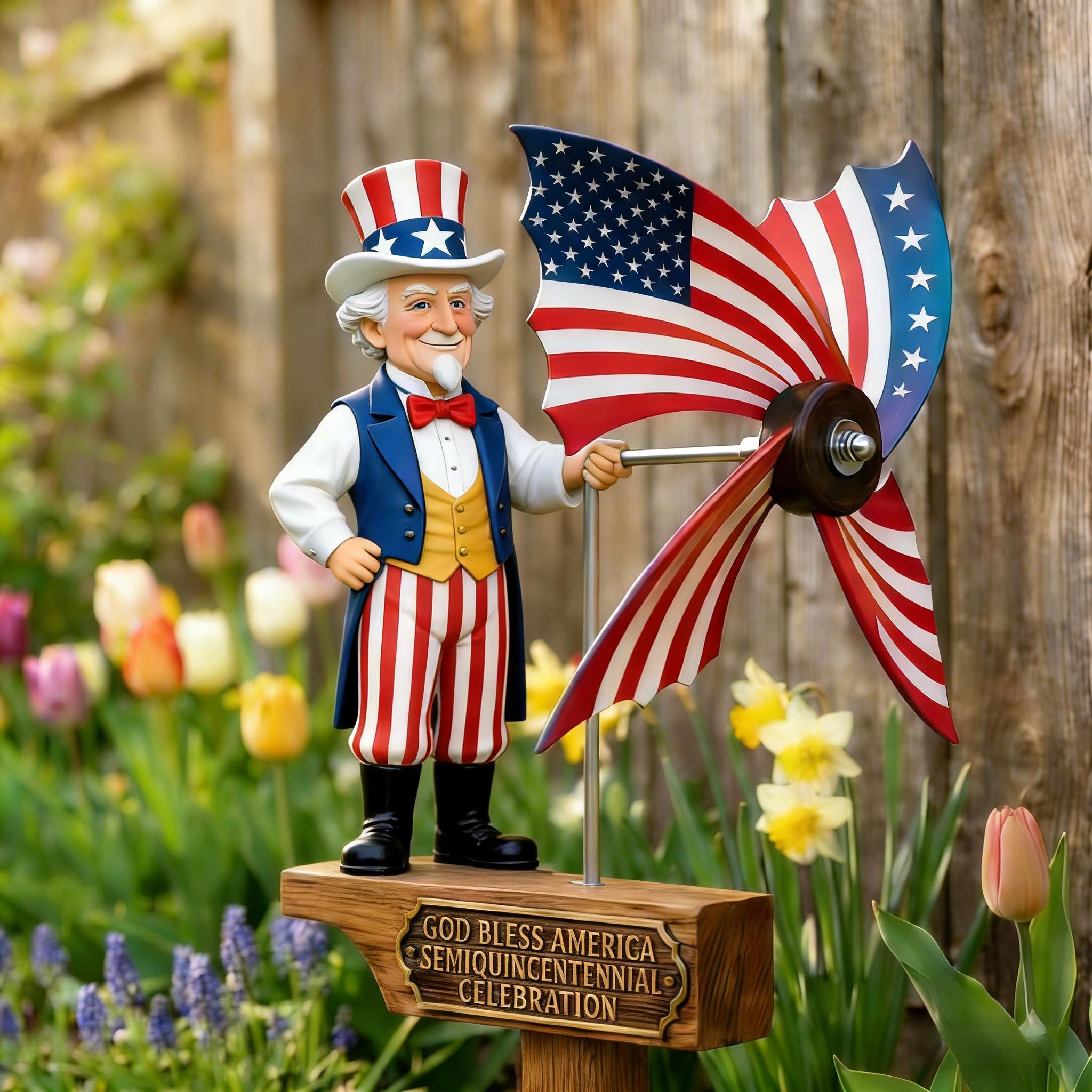 🦅🌱US 250th Anniversary Garden Wind Spinner