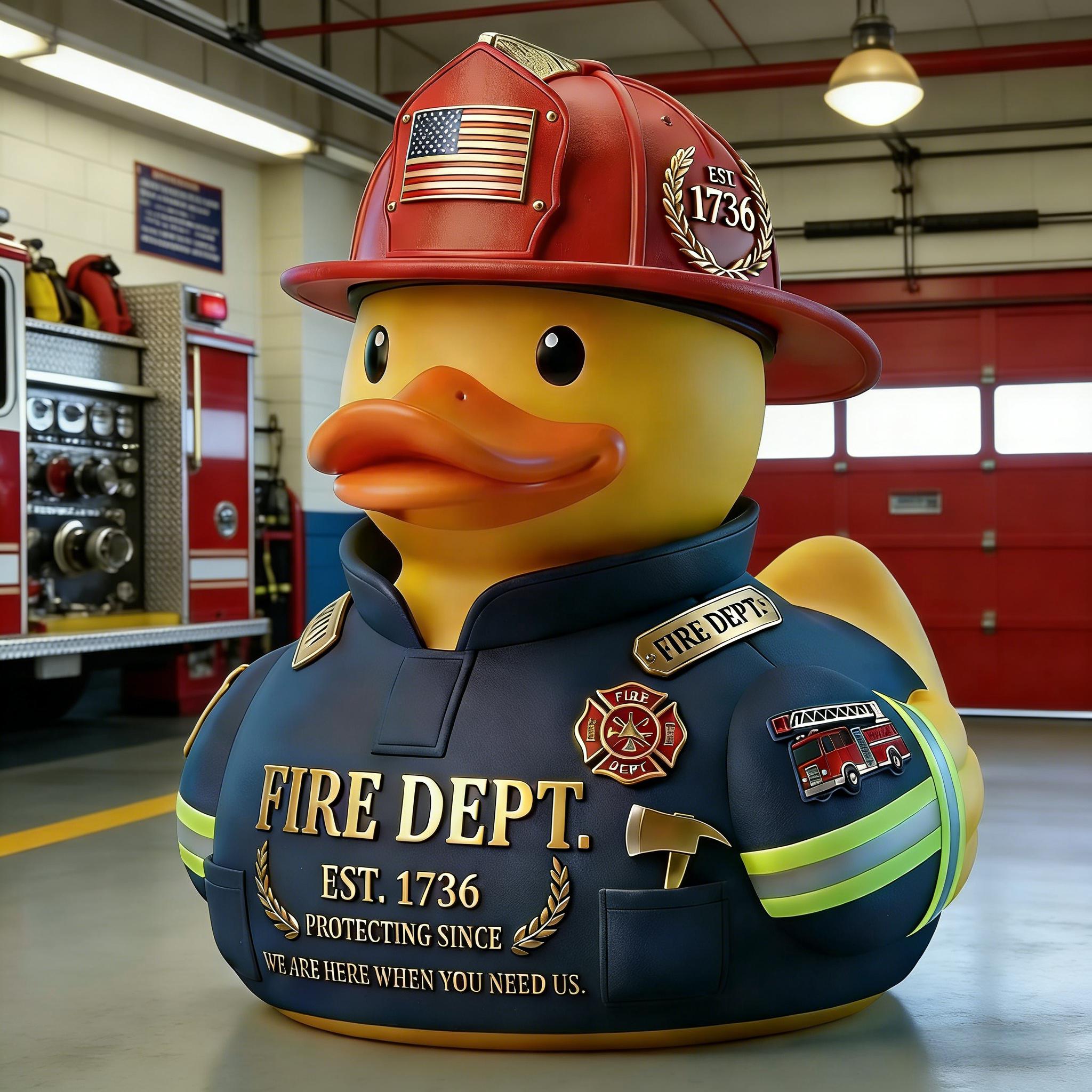 The 1736 Heritage Series Commemorative Firefighter Duck Figurine