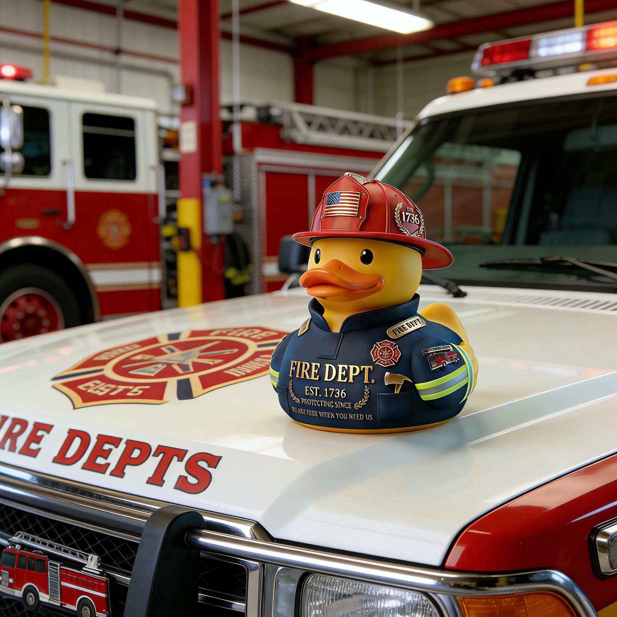 The 1736 Heritage Series Commemorative Firefighter Duck Figurine